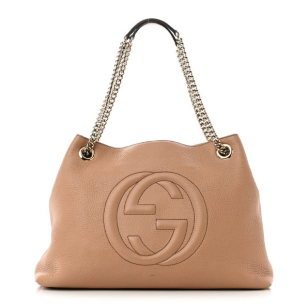 Gucci beige leather logo bag